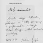 Poeto Jono Endrijaičio autografas